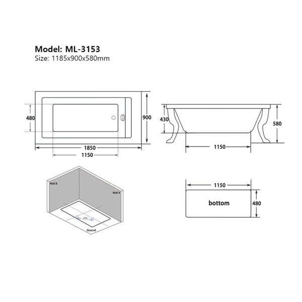 Bồn tắm Demuhler ML3153-185 hiện đại