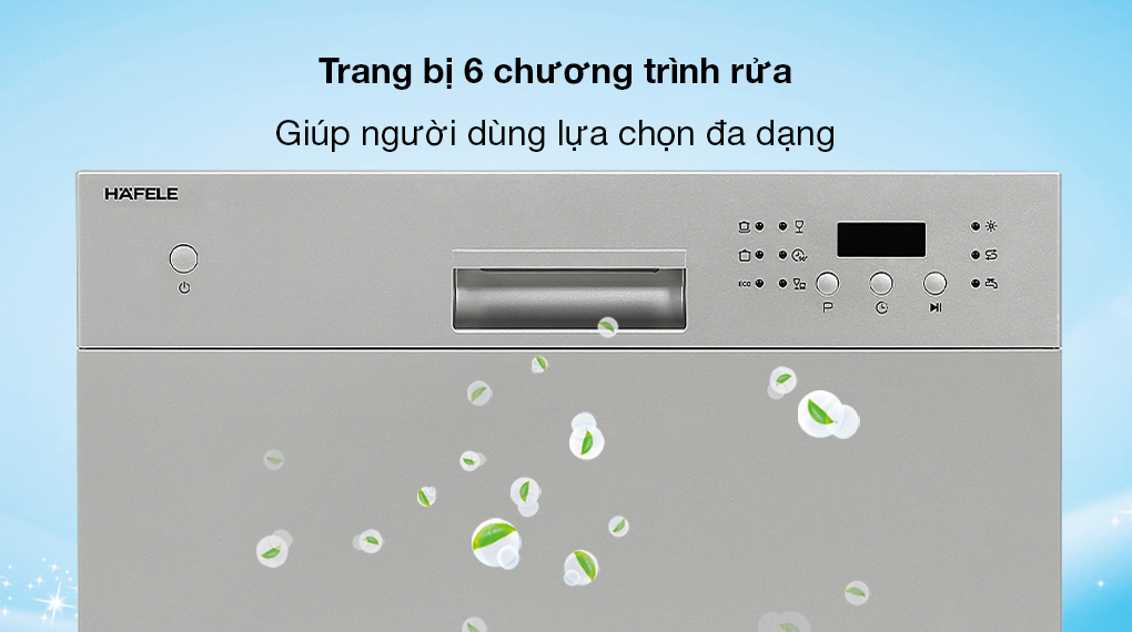 Máy rửa bát Hafele HDW-T50A - Trang bị 6 chương trình rửa giúp người dùng thêm nhiều sự lựa chọn