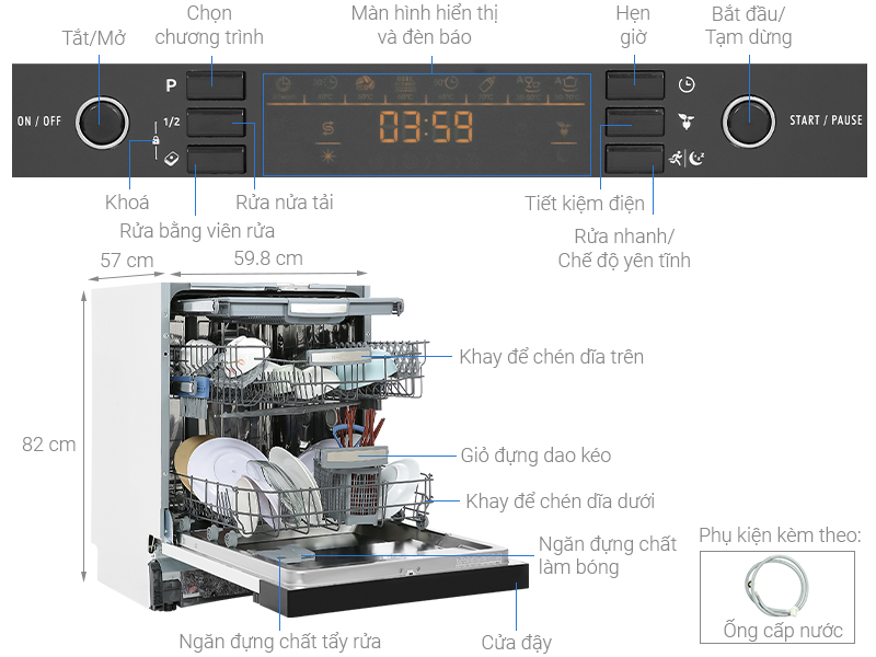 Bảng điều khiển máy rửa chén bát Hafele HDW-HI60B 533.23.120