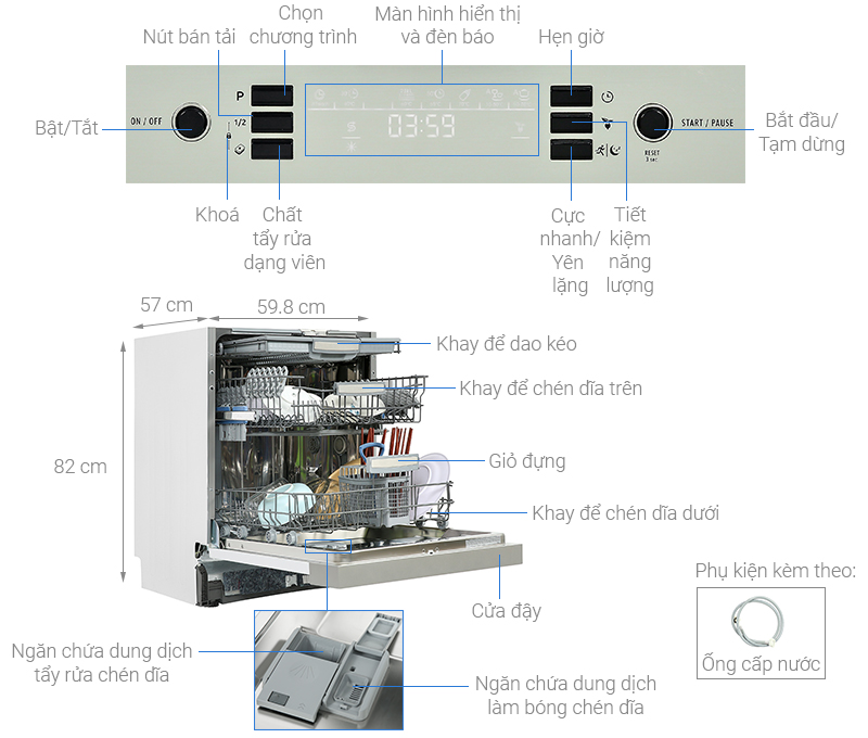 Bảng điều khiển máy rửa chén bát Hafele HDW-HI60C 533.23.120