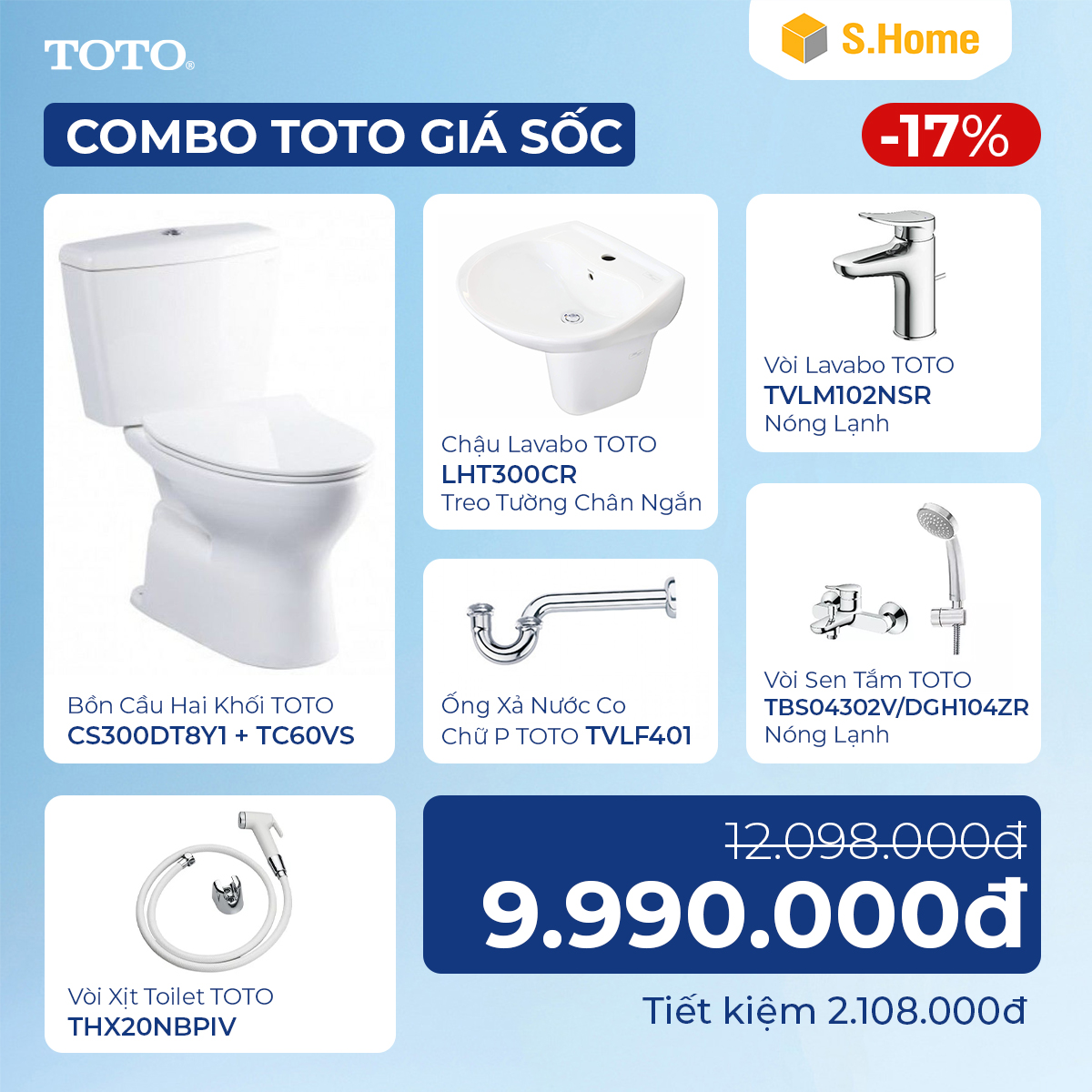 Combo thiết bị vệ sinh TOTO giá chỉ 9990k