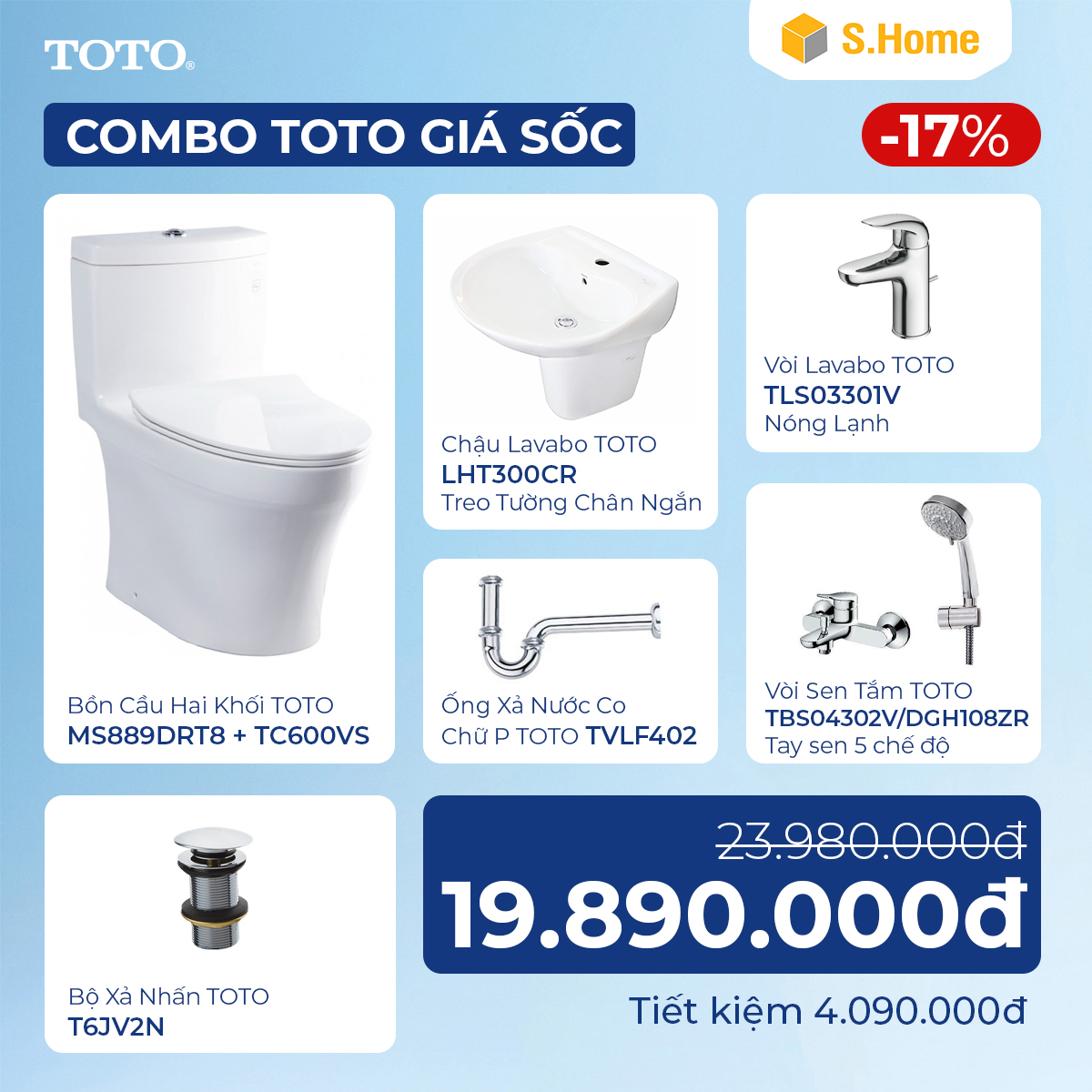 Combo Thiết bị vệ sinh TOTO giá chỉ 18890k