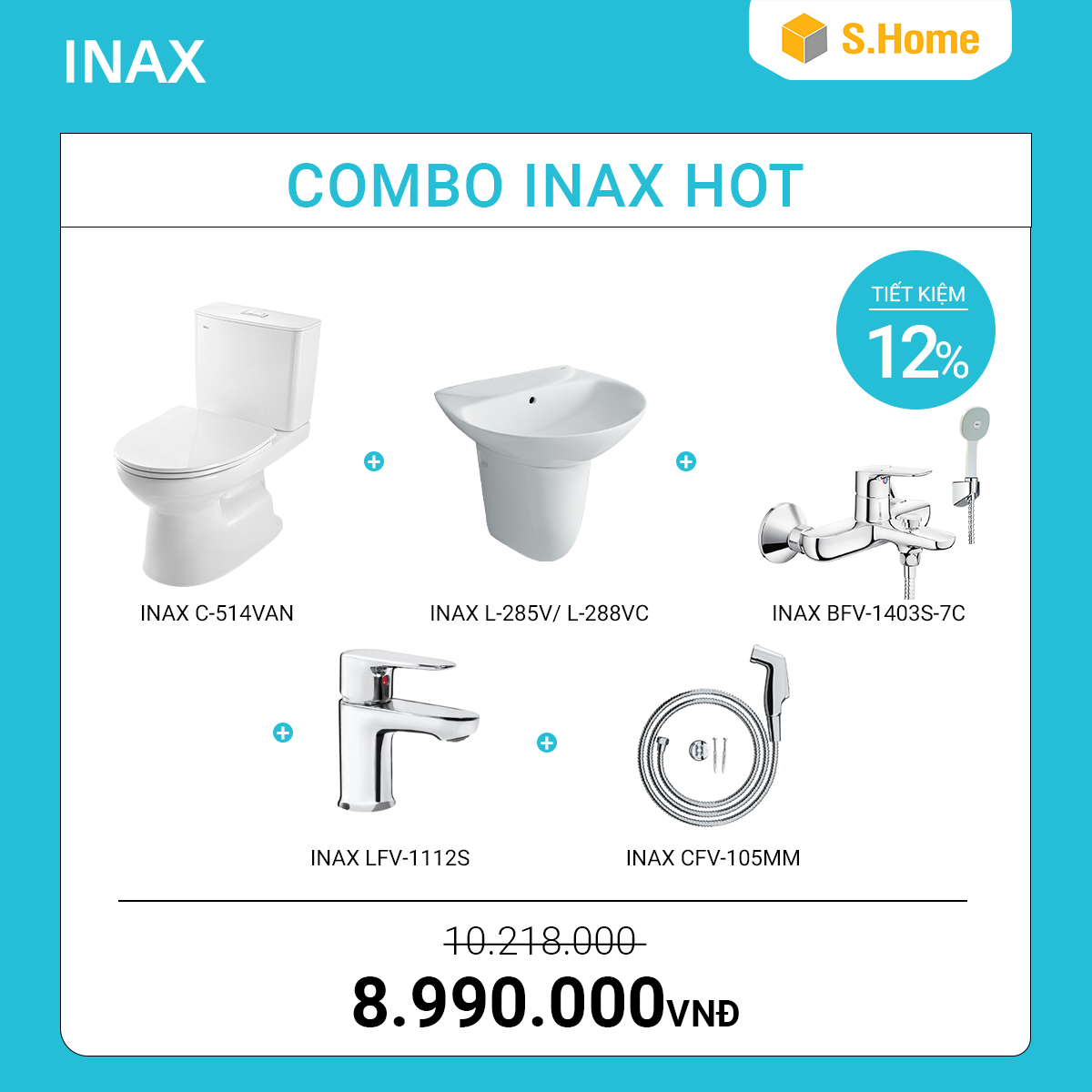 Combo Thiết bị vệ sinh INAX giá chỉ 8990k