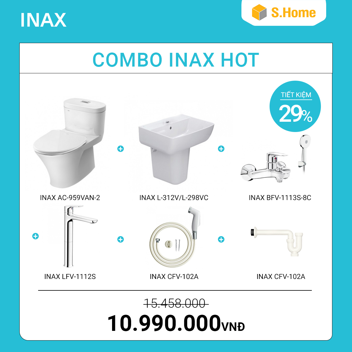 Combo Thiết bị vệ sinh INAX giá chỉ 10990k