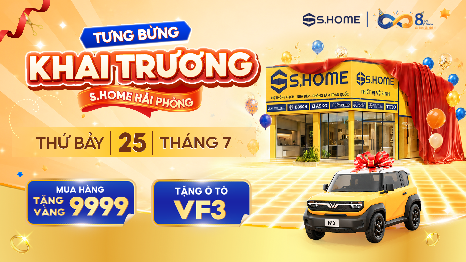 TƯNG BỪNG KHAI TRƯƠNG: TRÚNG XE VF3 NHẬN VÀNG 9999