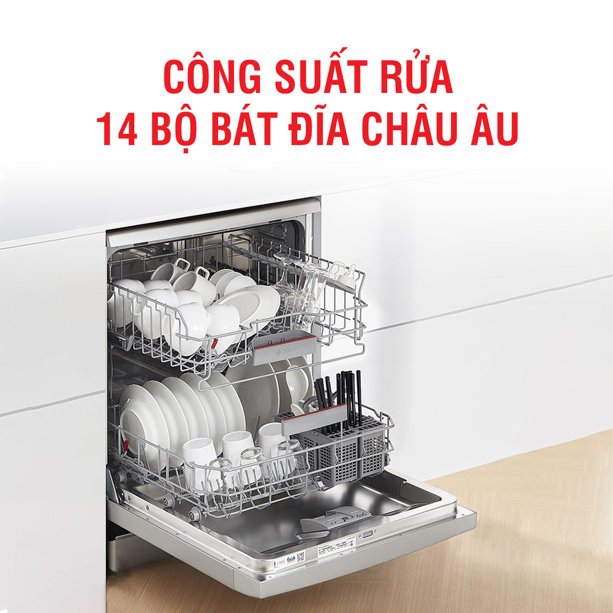 Công suất rửa 14 bộ bát đĩa châu Âu