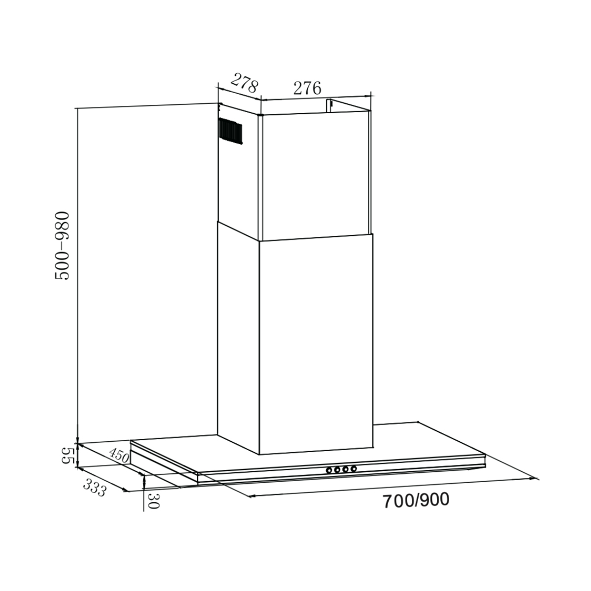 Hút mùi áp tường EUROSUN EH-70AF75S, 70cm chính hãng