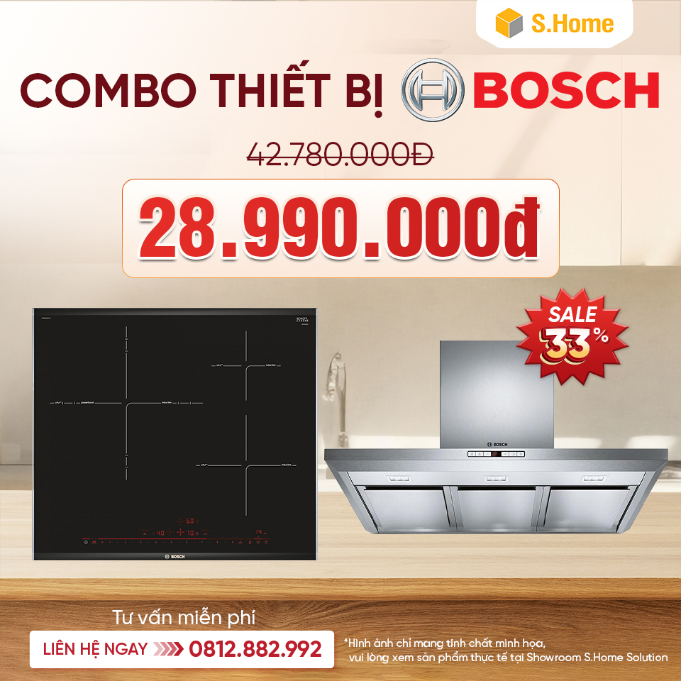 Combo bếp & hút cao cấp BOSCH giá chỉ 28.990.000Đ