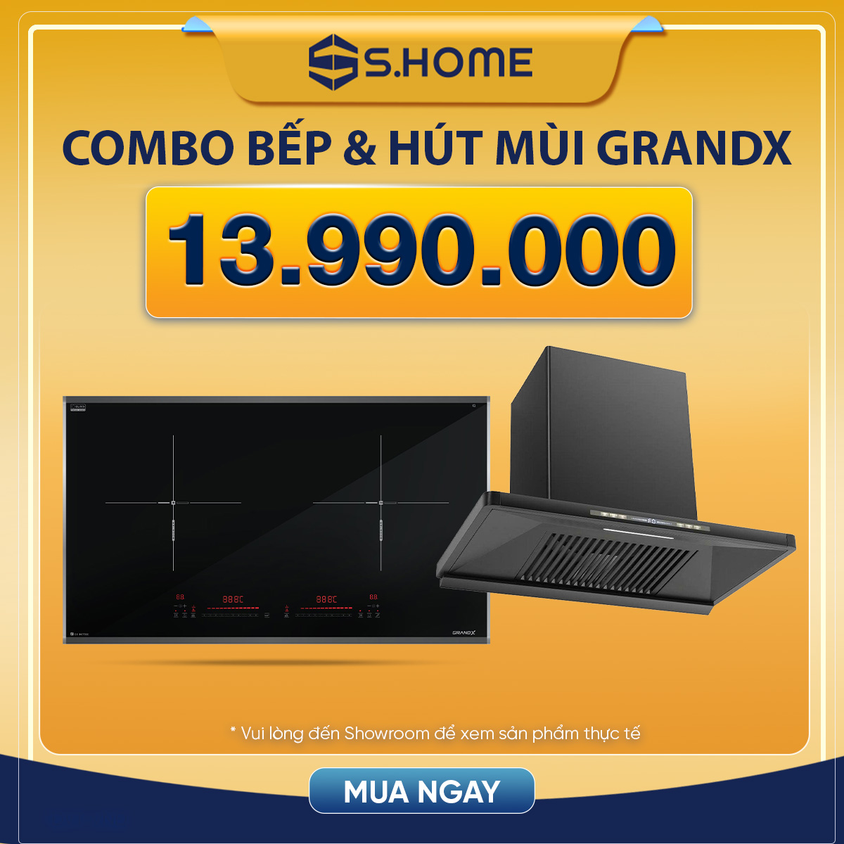 Combo bếp & hút mùi GRANDX giá chỉ 13.990K