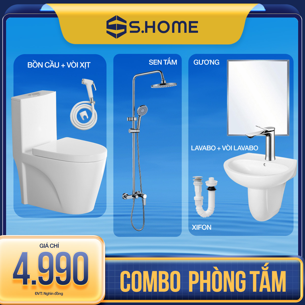 Combo Thiết Bị Phòng Tắm Tiện Nghi 4.990K