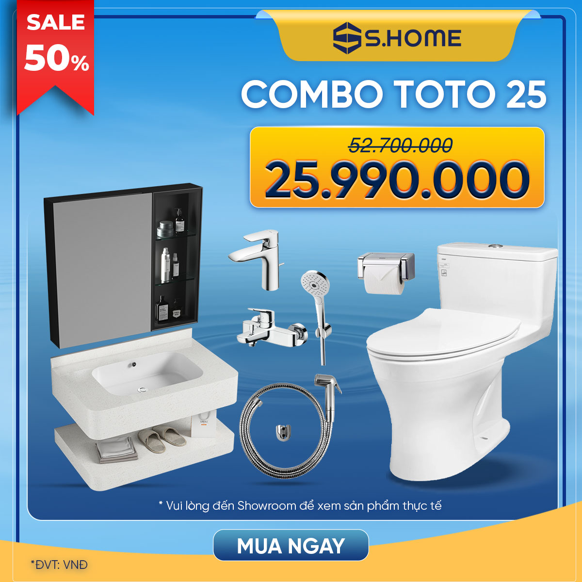 Combo Phòng Tắm Hiện Đại TOTO có tủ lavabo