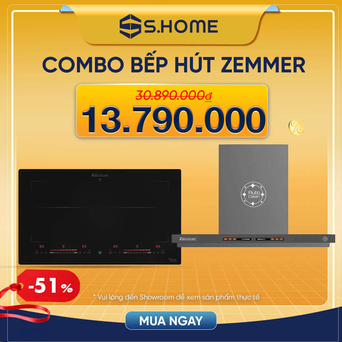Combo bếp & hút mùi ZEMMER giá sốc chỉ 13.790k