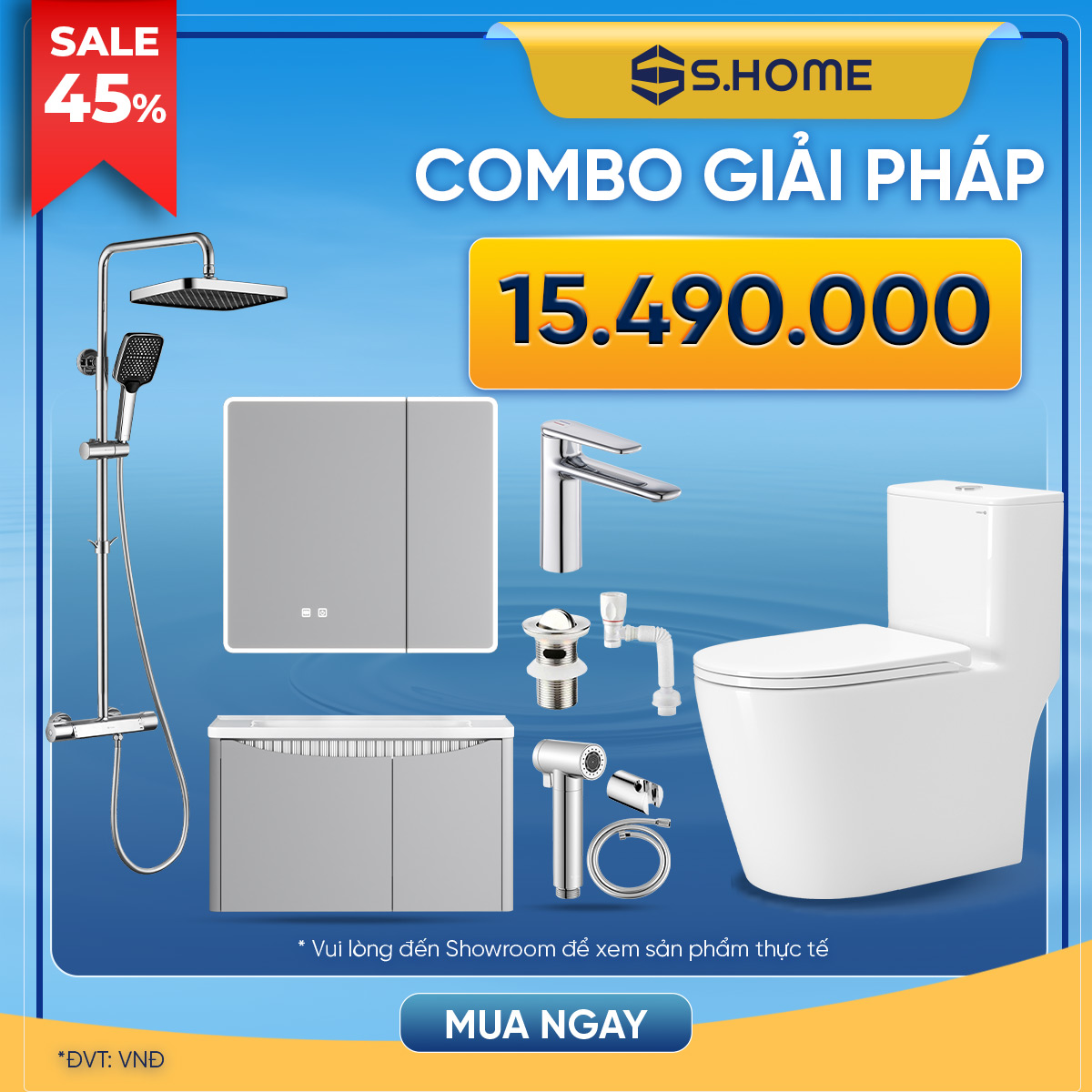 Combo TBVS Phòng Tắm Hiện Đại 15490K
