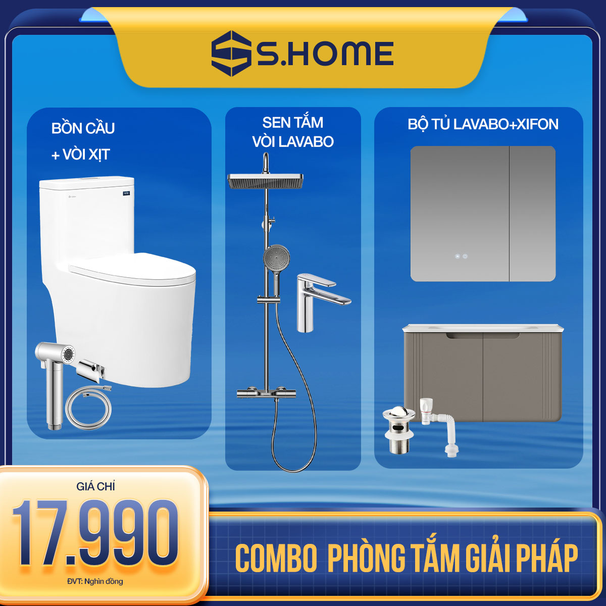 Combo Thiết Bị Vệ Sinh Hiện Đại 17.990K