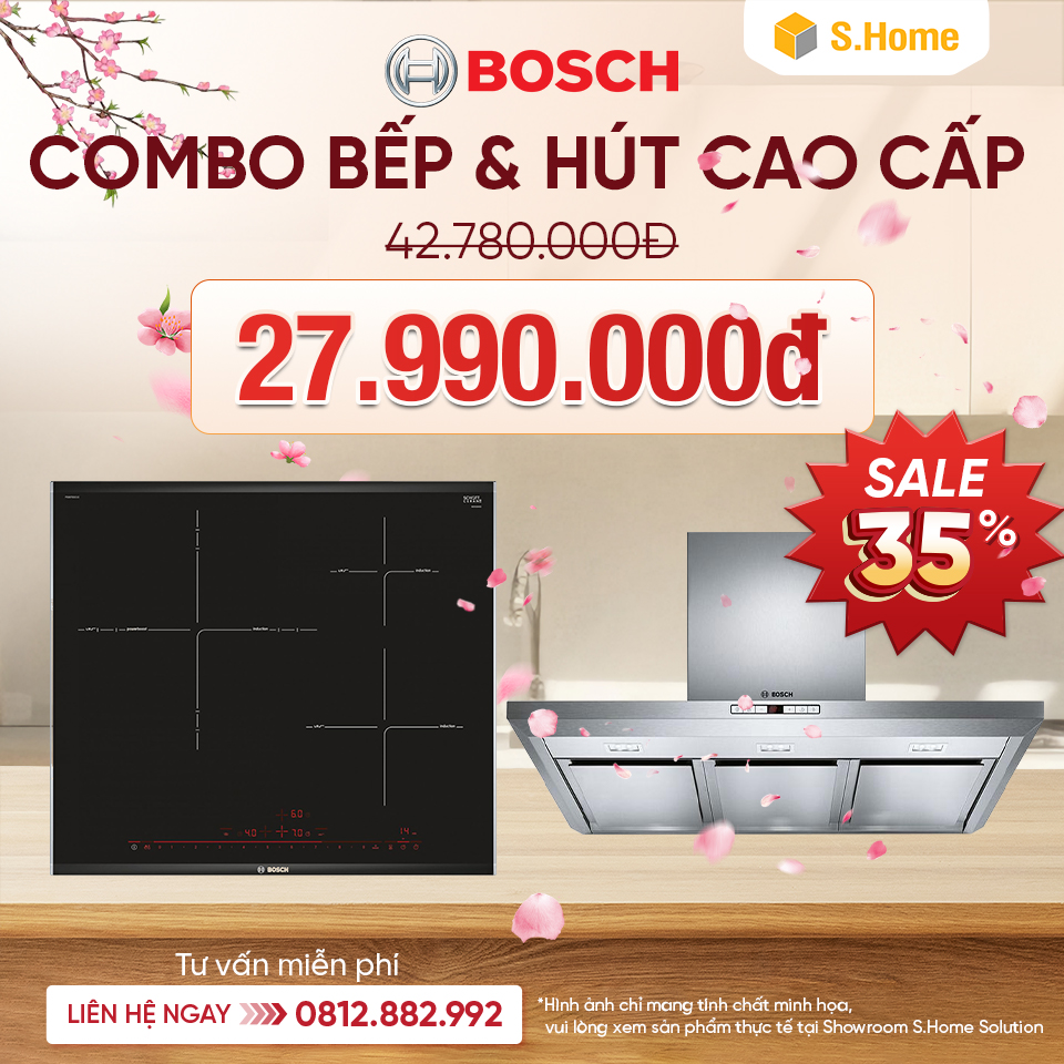 Combo bếp & hút mùi cao cấp BOSCH giá chỉ 27.990.000Đ