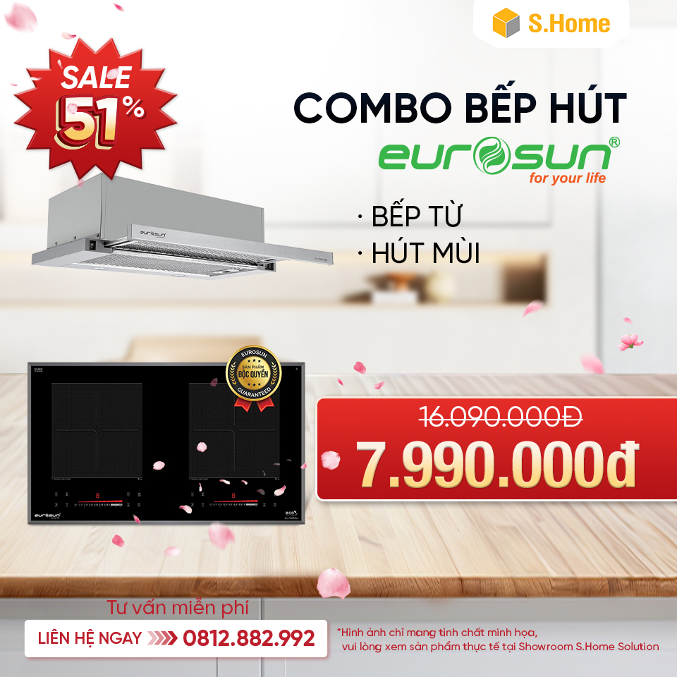 Combo Bếp & Hút mùi Eurosun giá sốc chỉ 7990k