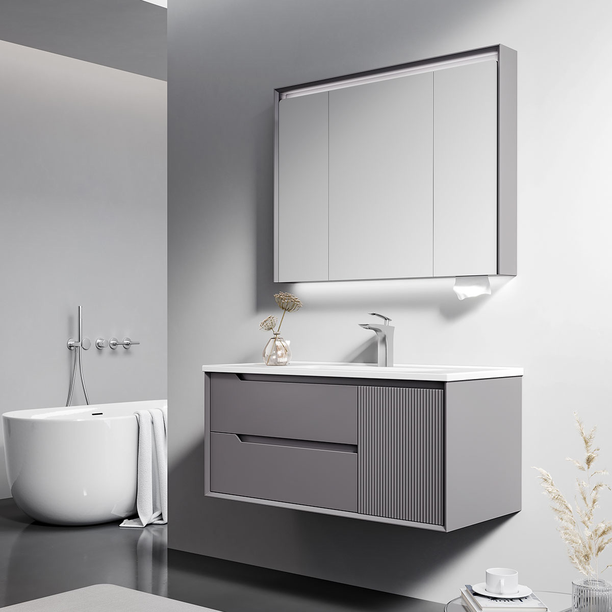 Tủ lavabo kèm tủ gương DeMuhler ML276322-120 hiện đại