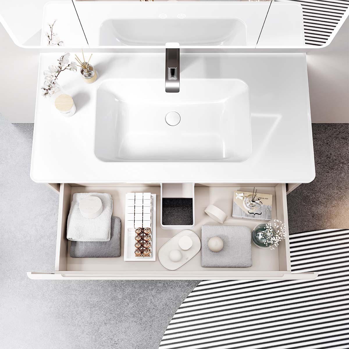Tủ lavabo kèm tủ gương DeMuhler ML276323-80 cao cấp