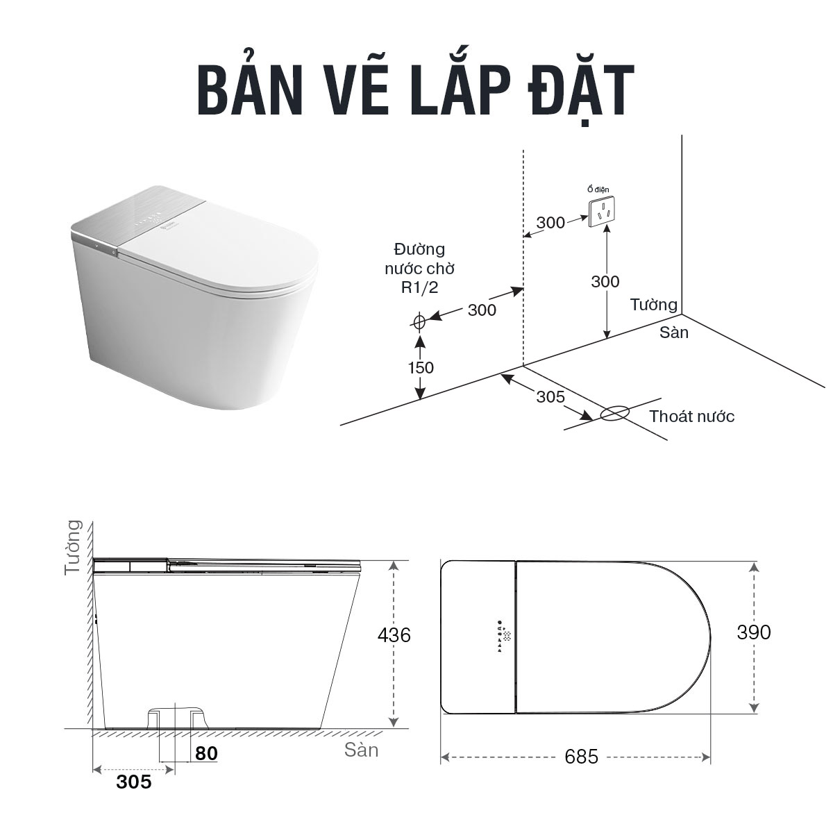 Bồn cầu thông minh Demuhler NEXA ML368007 độ bền cao
