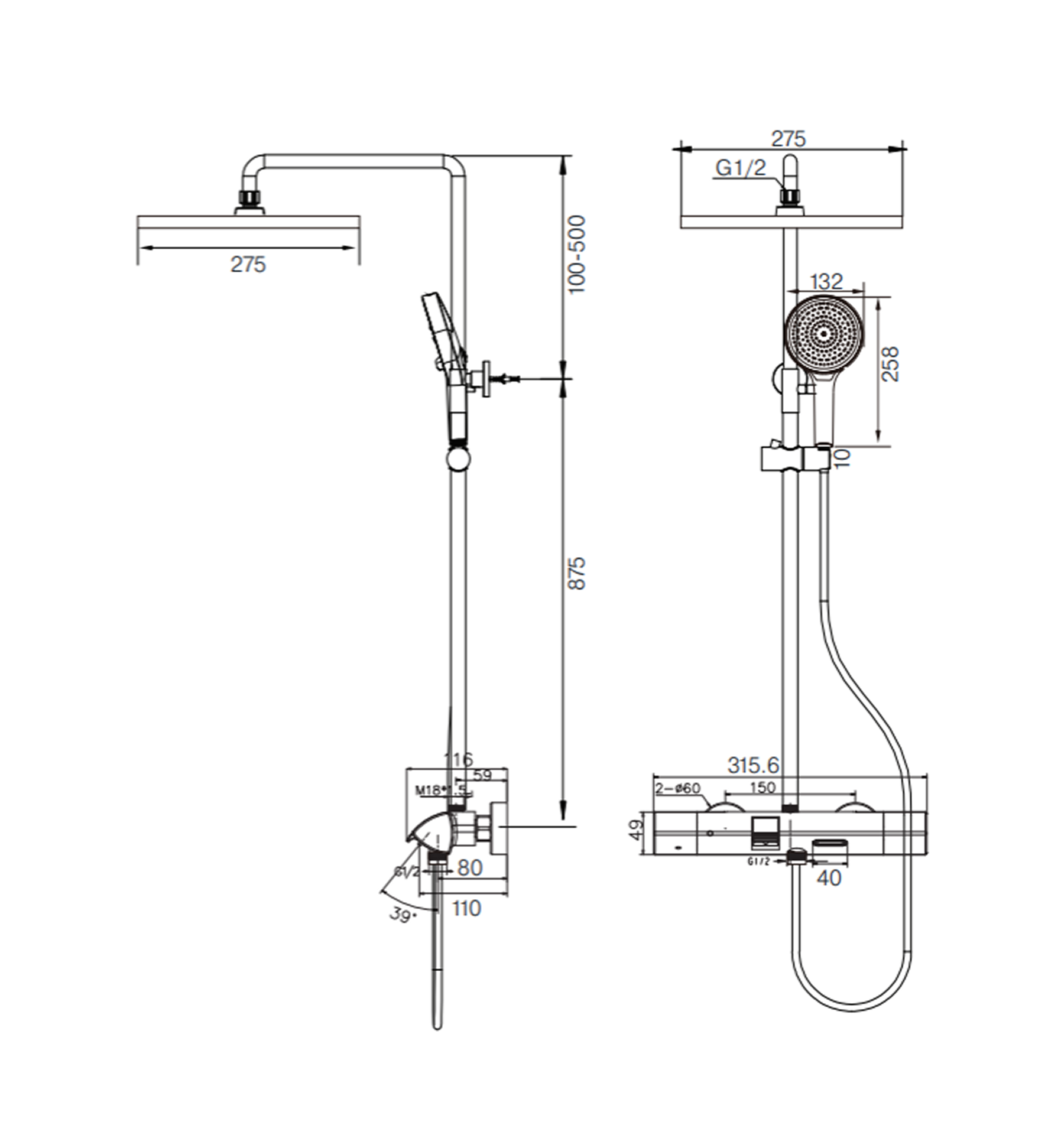 Sen cây nhiệt độ ThermoSafe Shower System DeMuhler ML513205QH hiện đại