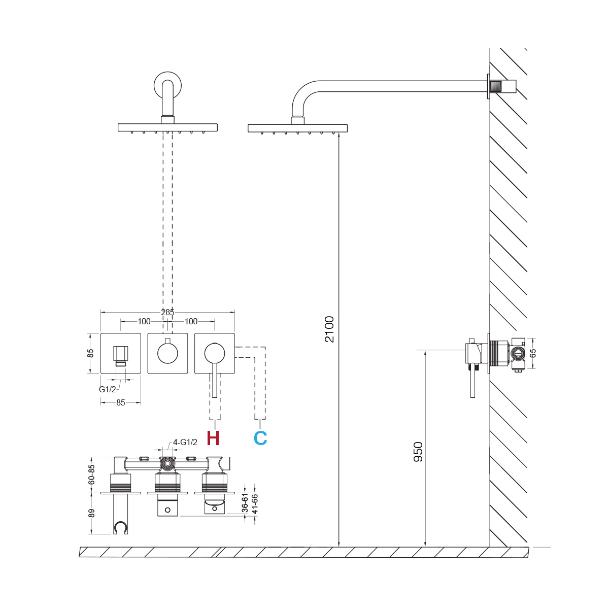 Sen âm tường Demuhler ML518013QH màu Grey hiện đại