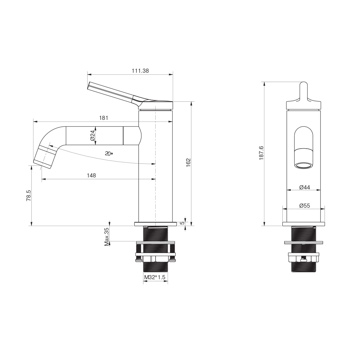 Vòi lavabo DeMuhler ML611208C độ bền cao