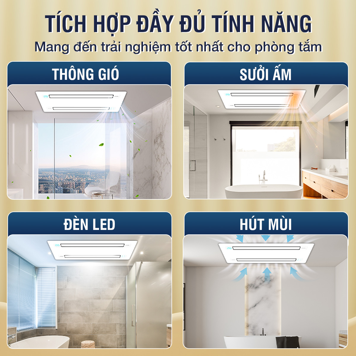 Quạt Đèn Điều Hoà Phòng Tắm MR-D006 cao cấp