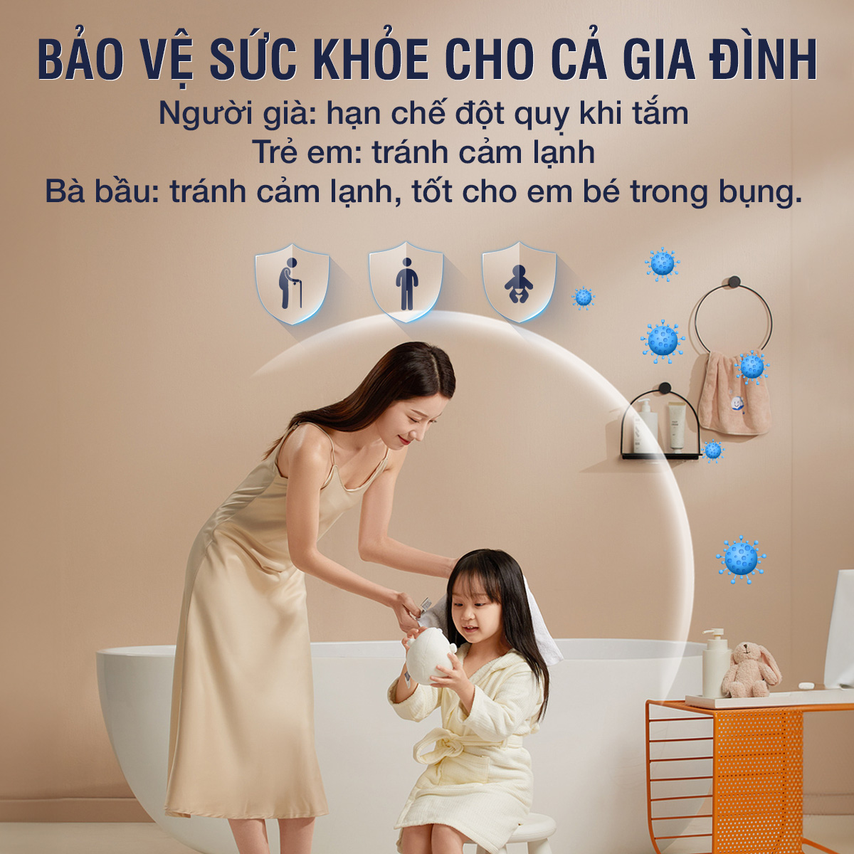 Quạt Đèn Điều Hoà Phòng Tắm MR-D006 tiện nghi