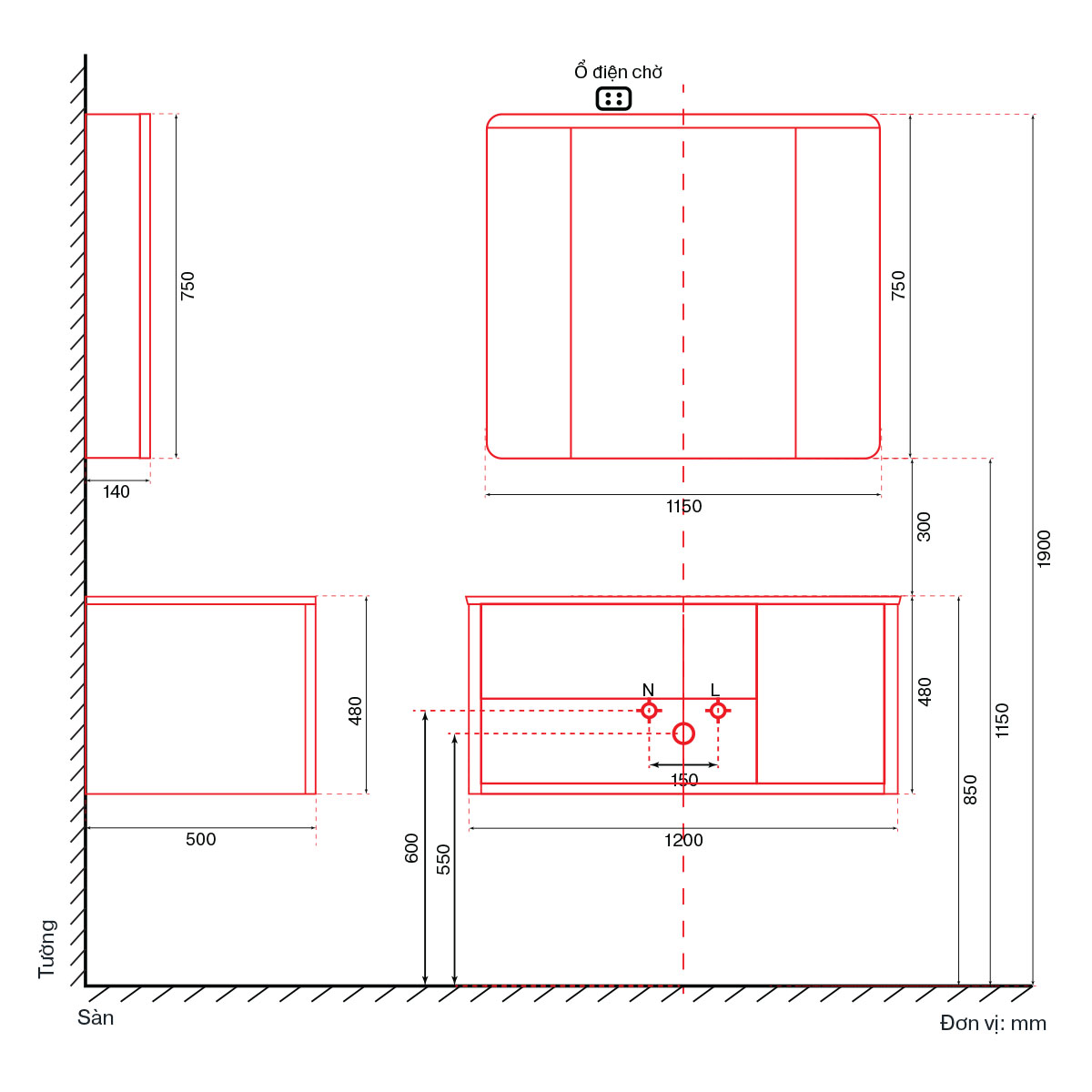 Tủ lavabo kèm tủ gương DeMuhler ML276318-120