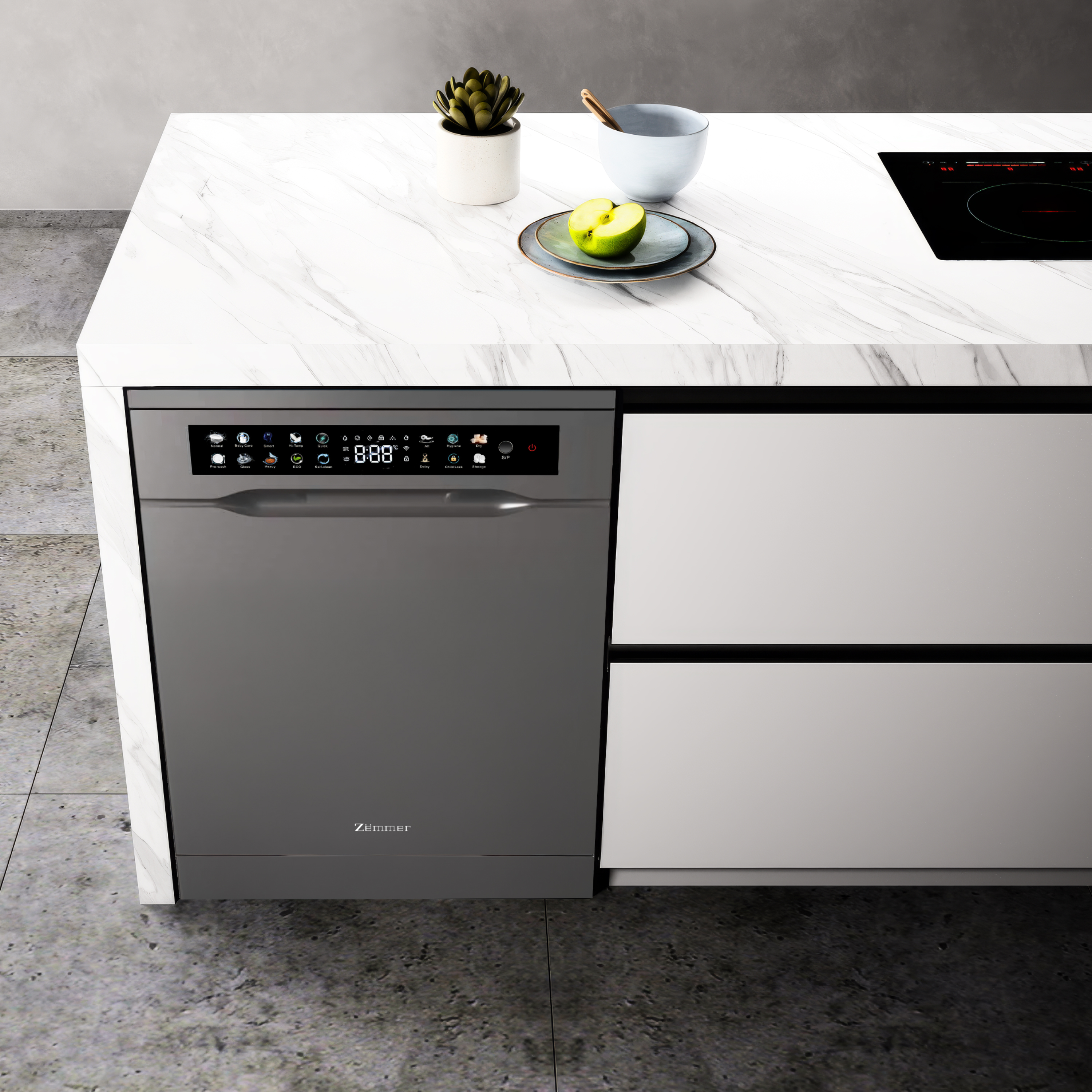 Máy rửa bát độc lập ZEMMER DWZ950IA-New, 16 bộ Châu Âu bền đẹp