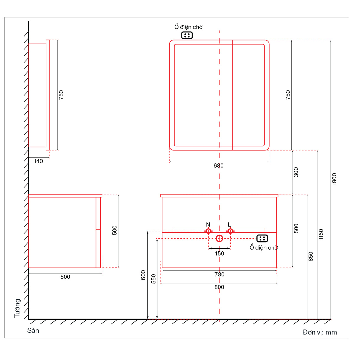 Tủ Lavabo kèm tủ gương DeMuhler ML276309-80