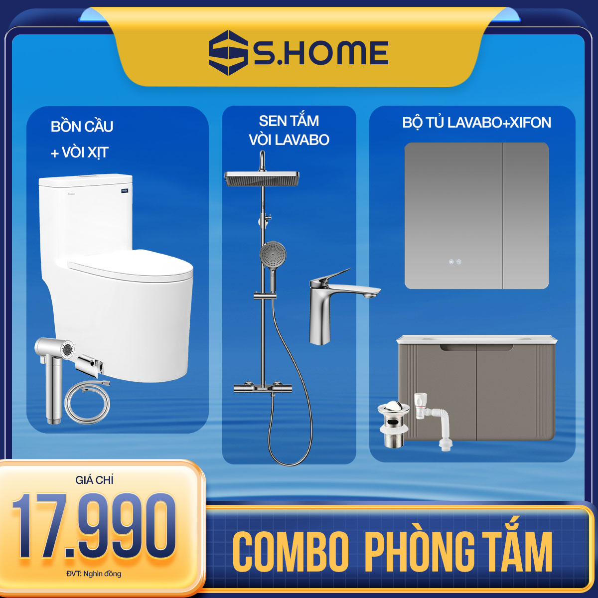 Combo Thiết Bị Vệ Sinh Ấn Tượng 17.990K