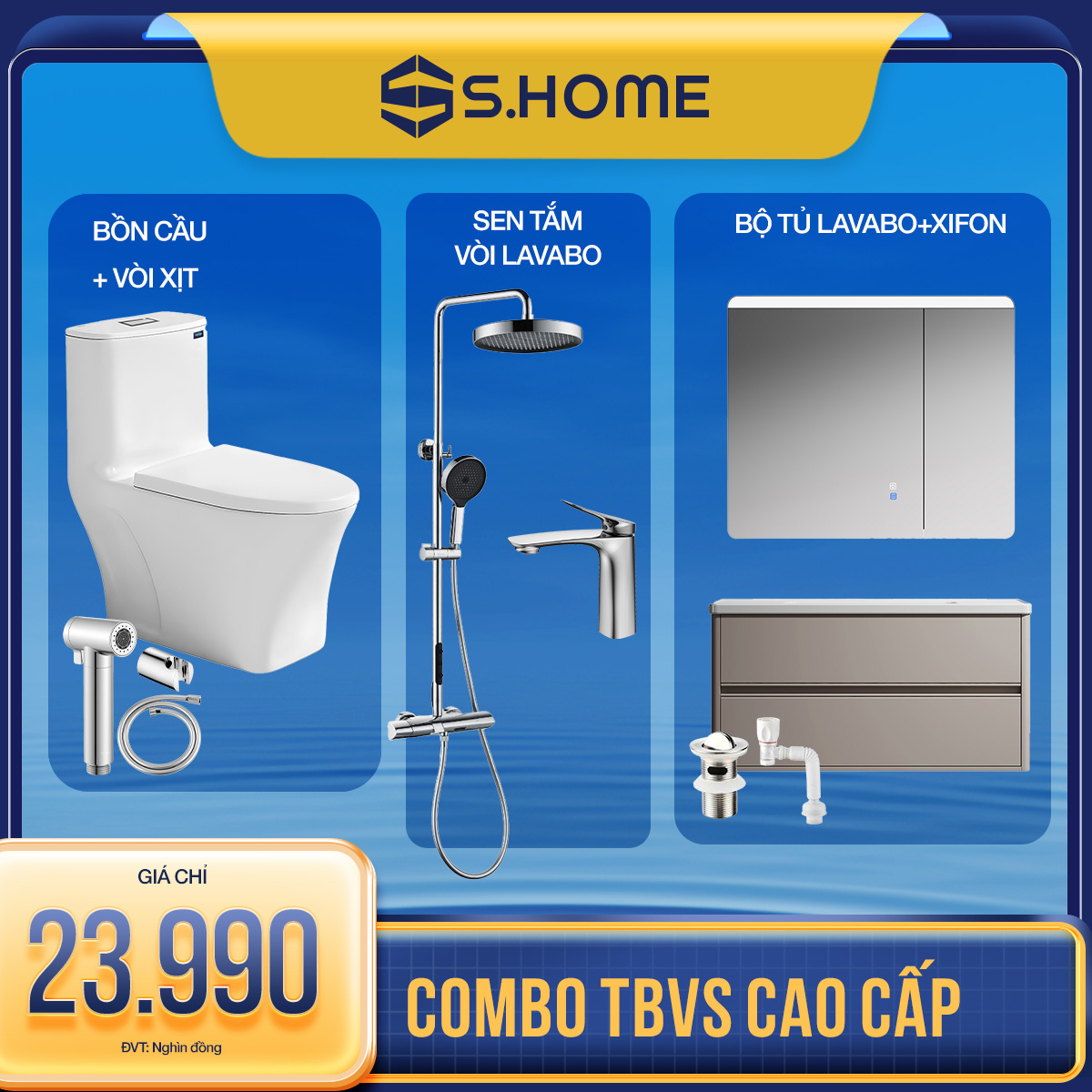 Combo Thiết Bị Vệ Sinh Cao Cấp 23.990k