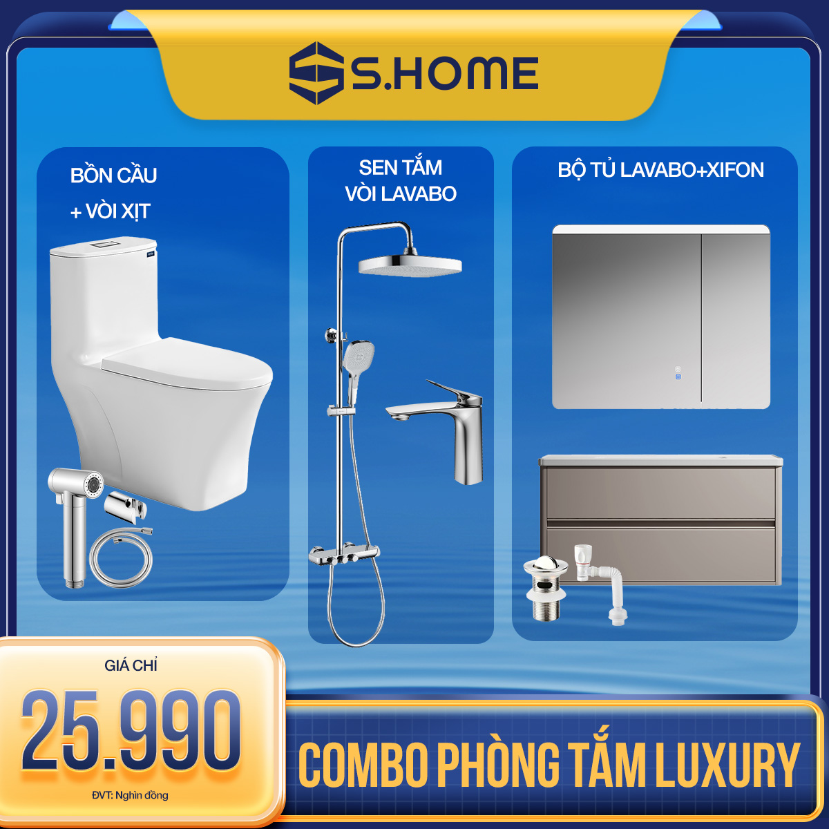 Combo phòng tắm Luxury - 25.990k
