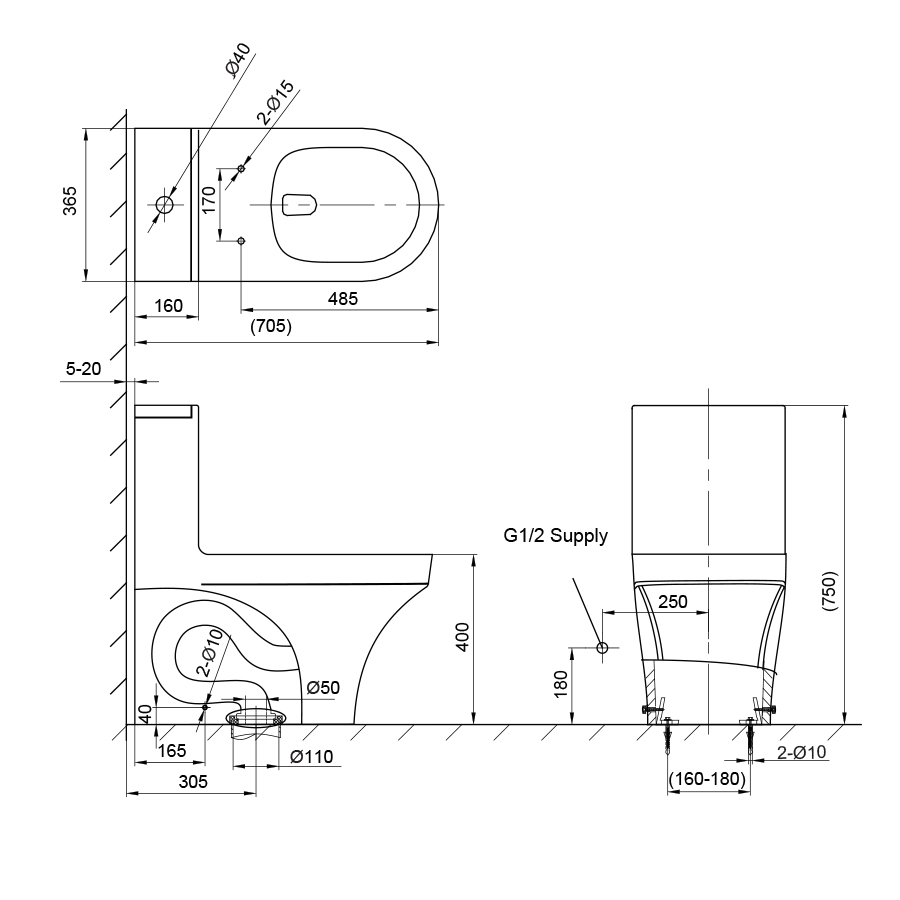 Bồn cầu đặt sàn 1 khối Innoci ENC2151UXW-3