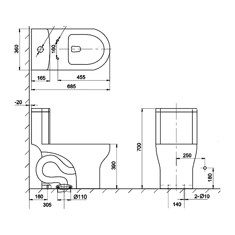 Bồn cầu đặt sàn 1 khối Innoci ENC2155JW-3