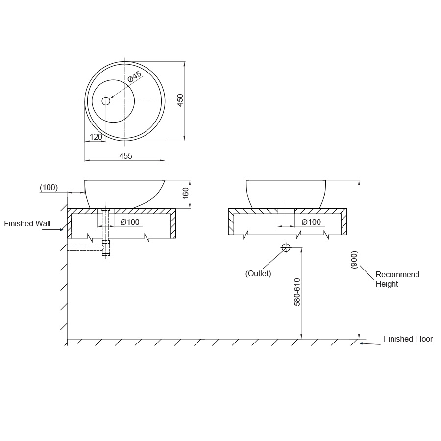 Lavabo đặt bàn Innoci NC2266W