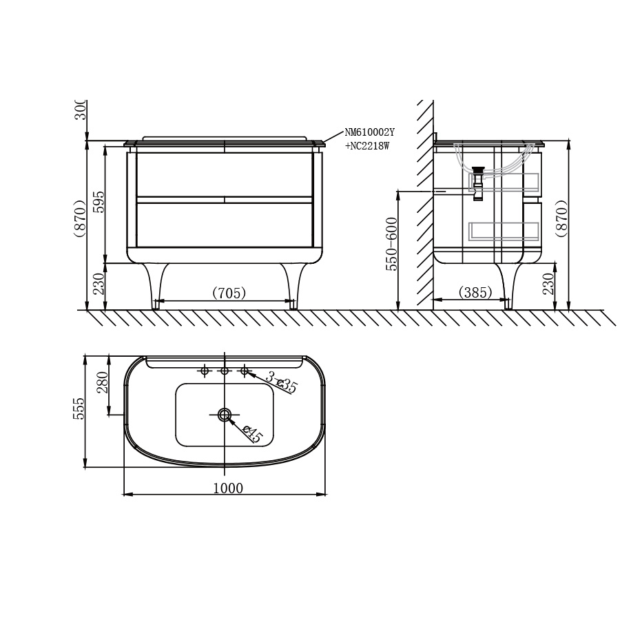 Tủ lavabo Innoci NM39902LW - Tủ dưới