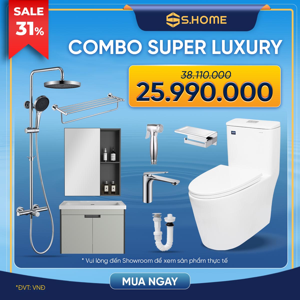 Combo Super Luxury thiết bị phòng tắm DeMuhler 25990K