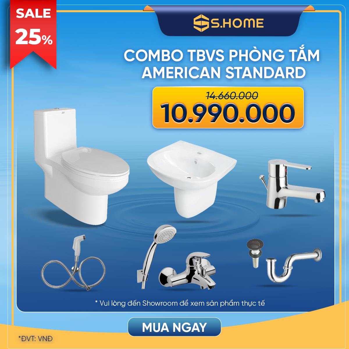 Combo trọn bộ TBVS phòng tắm AMERICAN STANDARD