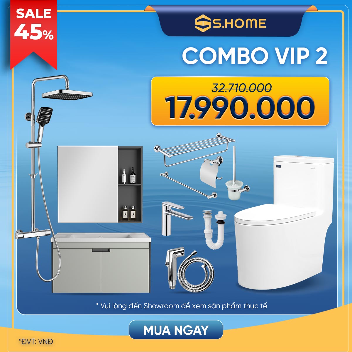 Combo thiết bị phòng tắm thế hệ mới giá chỉ 17990k