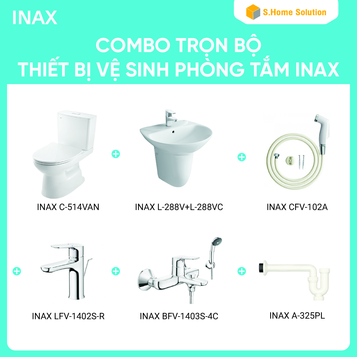 Combo trọn bộ TBVS phòng tắm INAX