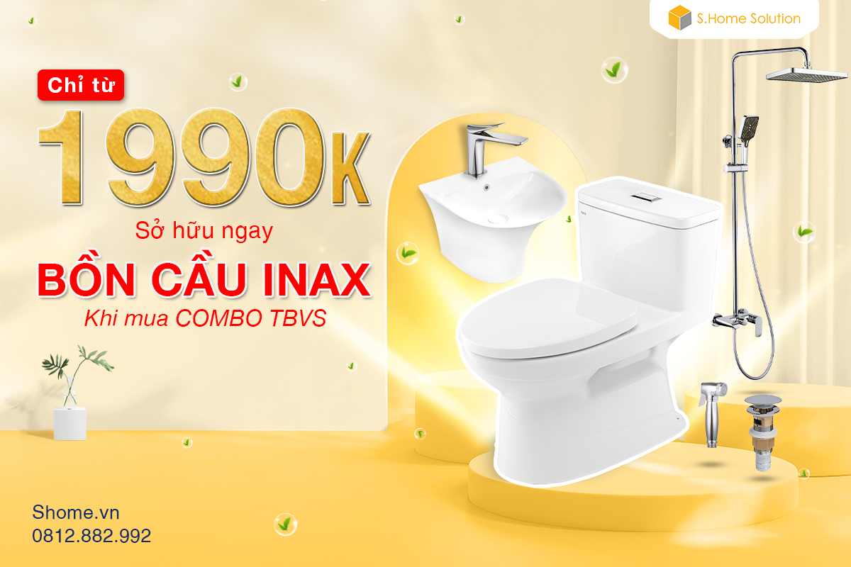 Bồn cầu Inax chỉ 1.990k khi mua cùng Combo TBVS