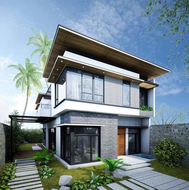 Mẫu nhà 2 tầng sân vườn