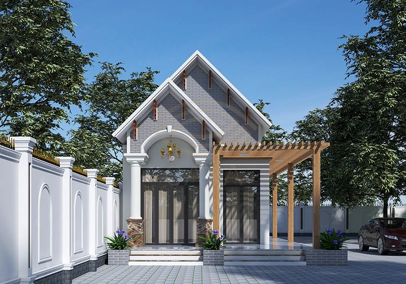 Mẫu nhà ống 1 tầng phong cách tân cổ điển 5x20m