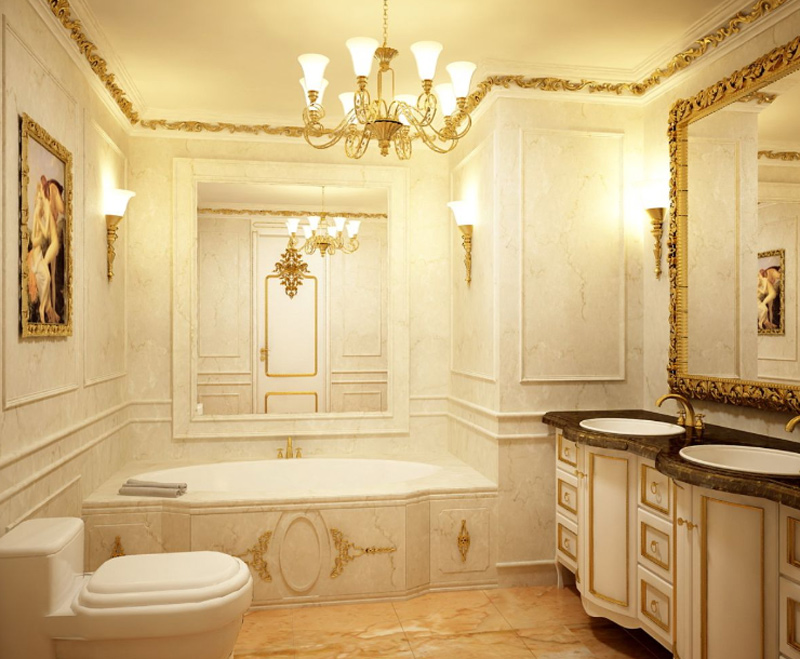 Phòng vệ sinh có bồn tắm phong cách cổ điển