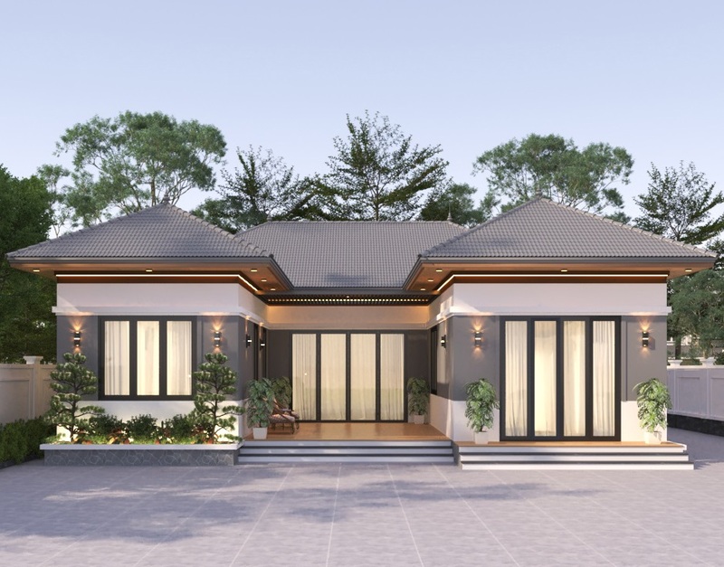 Mẫu nhà cấp 4 chữ U hiện đại
