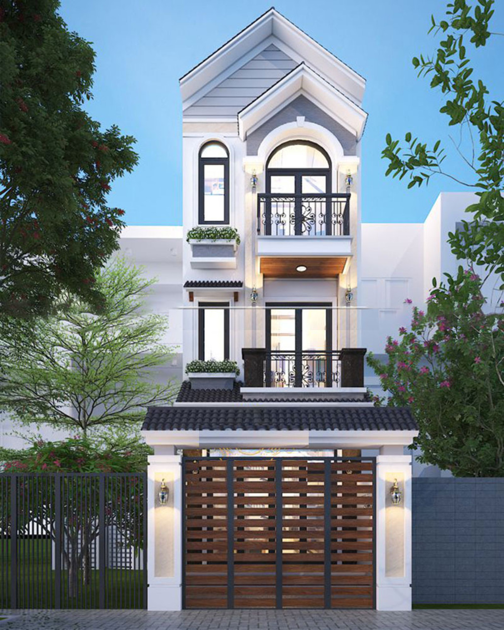 Nhà mái Thái 3 tầng kết hợp kinh doanh
