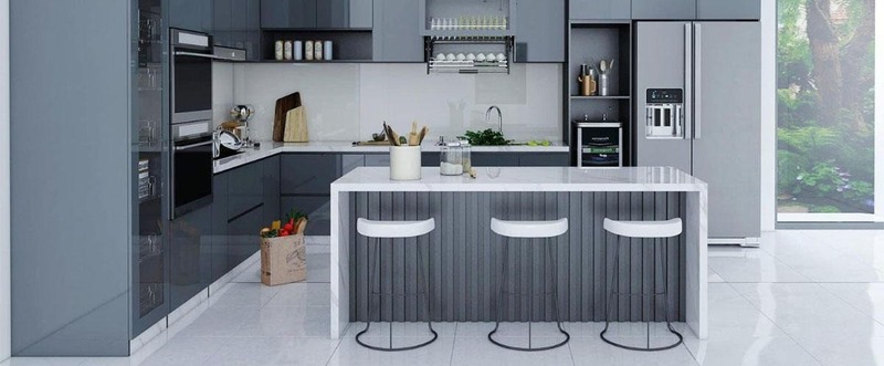 Mẫu quầy bar hiện đại kết hợp đèn trang trí