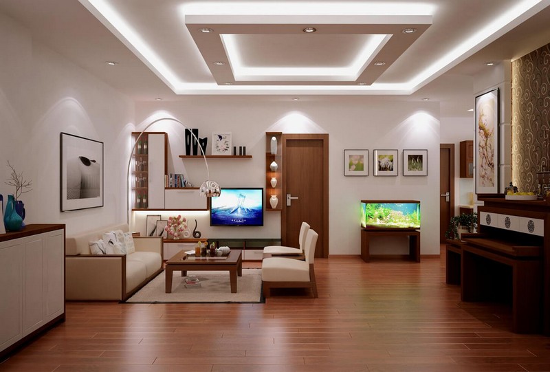 Mẫu trần thạch cao giật 2 cấp sang trọng